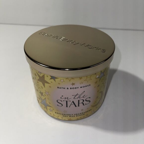 Bath & Body Works In The Stars Scented Candle 3-Wick 14.5 Oz Gold Lid - Picture 5 of 5